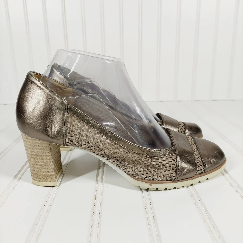 Mary Silver Metallic Heel Pumps A 530